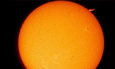 A processed image of the Sun taken through our specially-filtered solar telescope