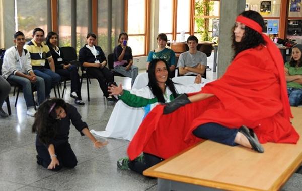 Students at a UNAWE event in Venezuela create a dance performance based on Milky Way origin stories from Egyptian, Greek, Mayan, and African cultures